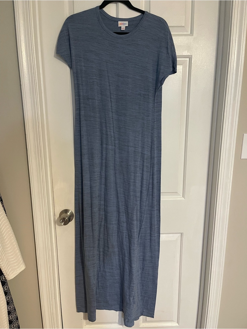 LuLaRoe Heathered Blue Short-Sleeve Maxi Dress
